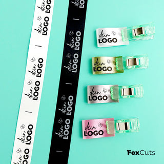 Mini-Satinlabel mit deinem Logo, 1,5 cm