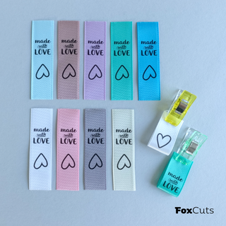 3 Labels zum Einnähen "made with LOVE"