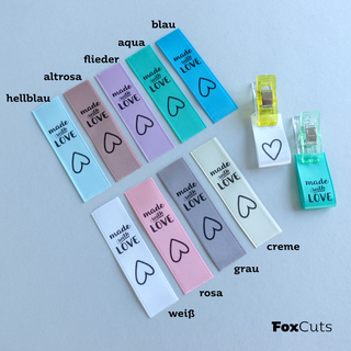 3 Labels zum Einnähen "made with LOVE"