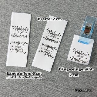 Label "Nähen ist wie Zaubern", 3 Stück