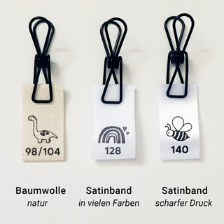 Größenlabel zum Einnähen aus Baumwolle