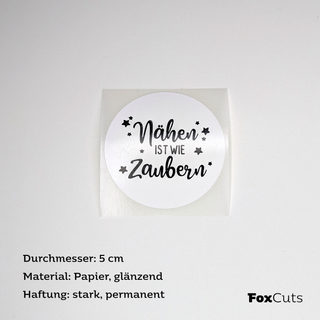 Aufkleber "Nähen ist wie Zaubern"