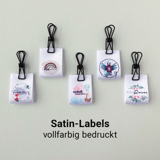 Satinlabel FARBIG mit deinem Logo