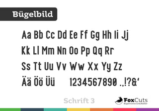 Dein Text zum Aufbügeln – Schrift 3 - FoxCuts